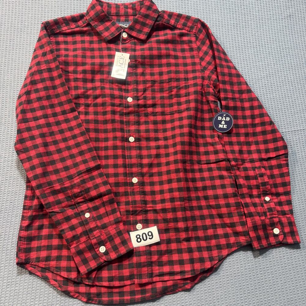 The Children's Place Dad Matching Short Sleeve Plaid‎ Shirt Boy's Sz L Brand New
